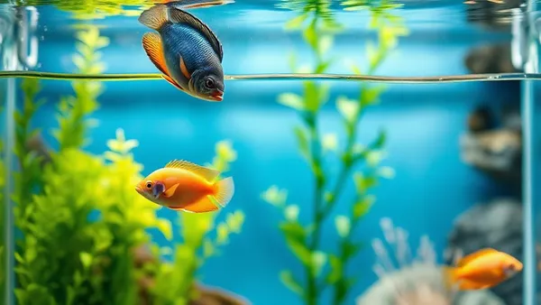 Aquário plantado com água cristalina, ilustrando qualidade da água para peixes tropicais
