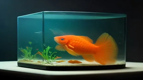 Peixe dourado nadando em aquário plantado bem estabelecido