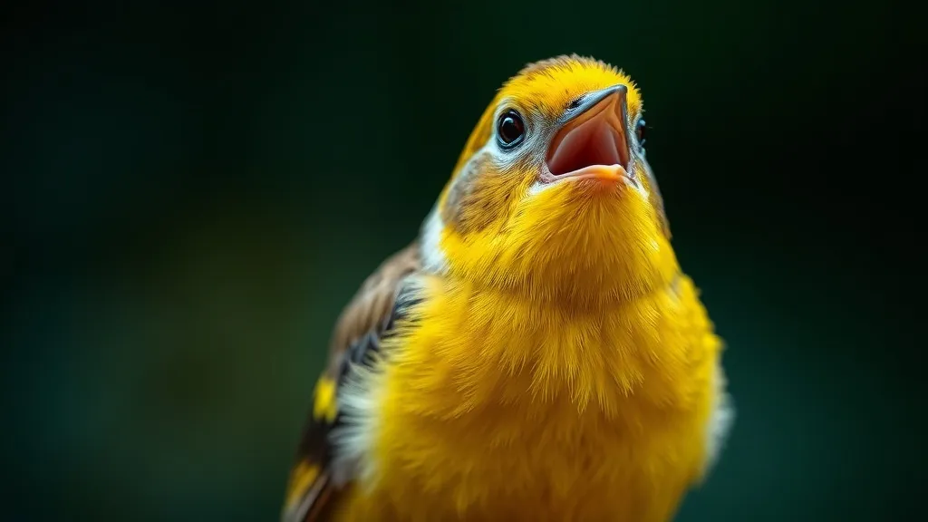 Canário amarelo pousado em poleiro de madeira dentro de gaiola domiciliar iluminada