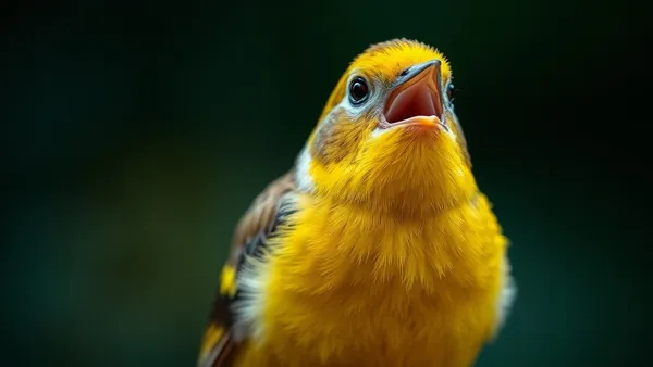 Canário amarelo pousado em poleiro de madeira dentro de gaiola domiciliar iluminada