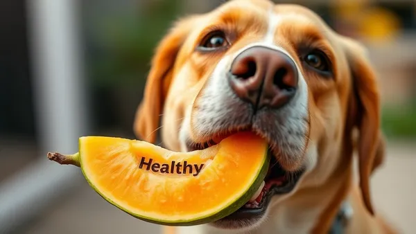 Cachorro recebendo um pedaço de fruta da mão do tutor na cozinha de casa