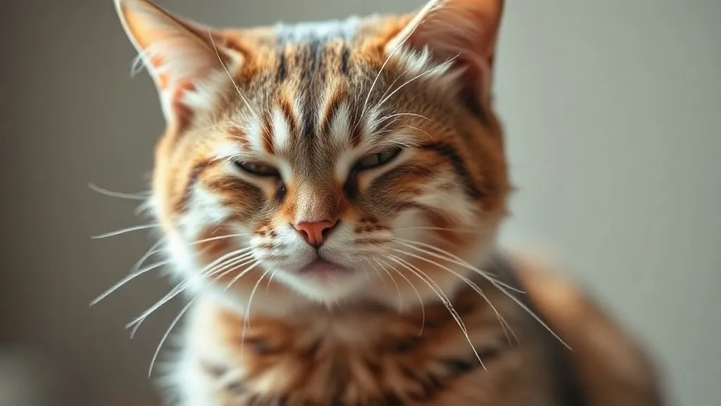 Gato de pelo escuro sendo escovado, com flocos de caspa visíveis no pelo durante a escovação