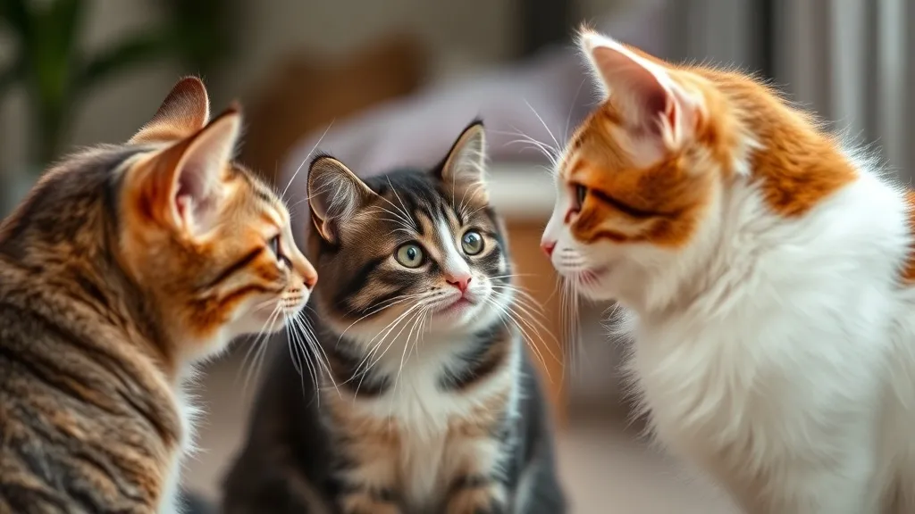 Dois gatos se observando curiosamente pela fresta de uma porta entreaberta em ambiente doméstico iluminado