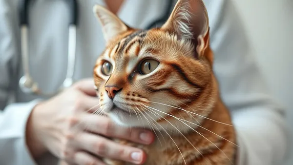 Gato idoso de pelo cinza descansando tranquilo em superfície macia durante consulta veterinária de rotina para felinos sênior