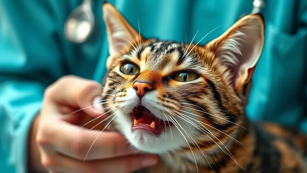 Gato agachado com pescoço esticado durante episódio de tosse, postura típica de desconforto respiratório