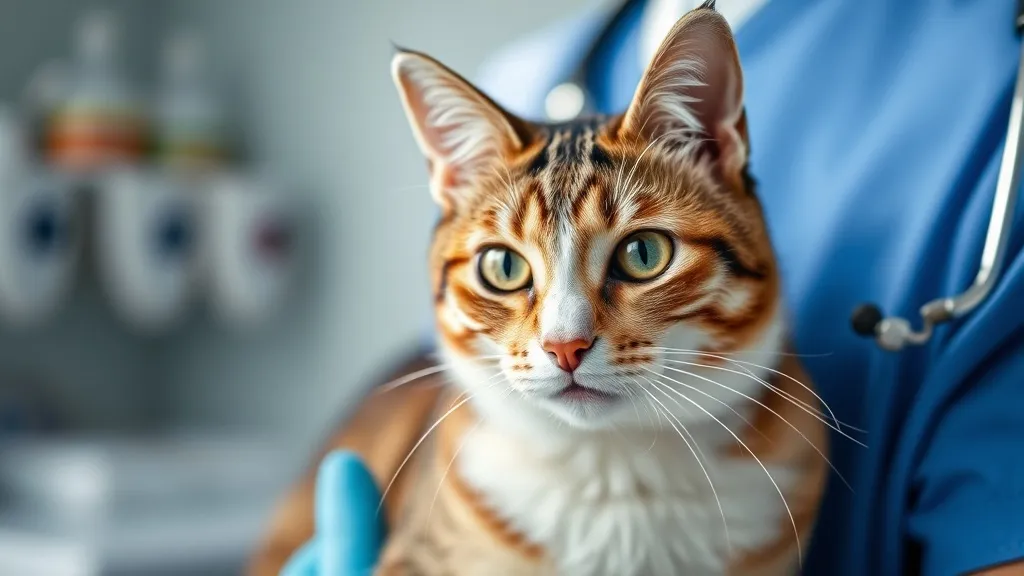 Gato cinza adulto deitado de lado em manta, expressão de leve desconforto, luz natural difusa