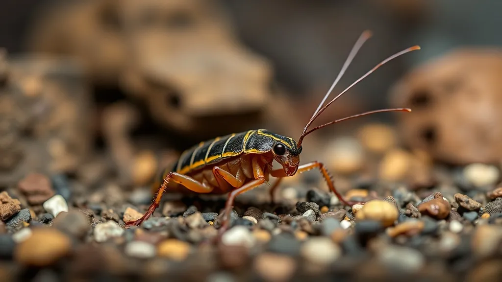 Baratas Dubia adultas sobre substrato em recipiente plástico com furos de ventilação — setup típico de colônia de feeder insects para répteis