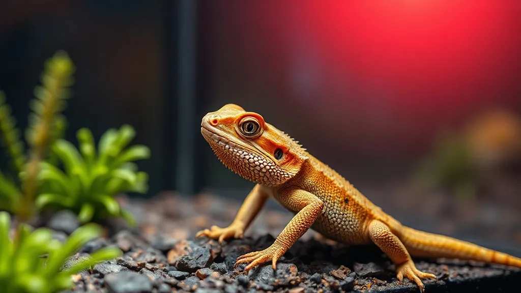 Terrário de réptil dividido em zona quente iluminada e zona fria sombreada, ilustrando o gradiente térmico