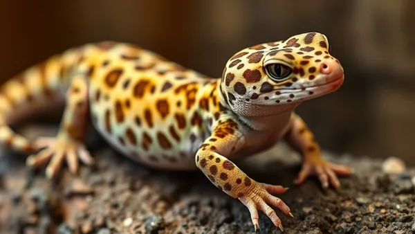 Leopard gecko adulto em mão humana com foco na região ventral, iluminado para exame